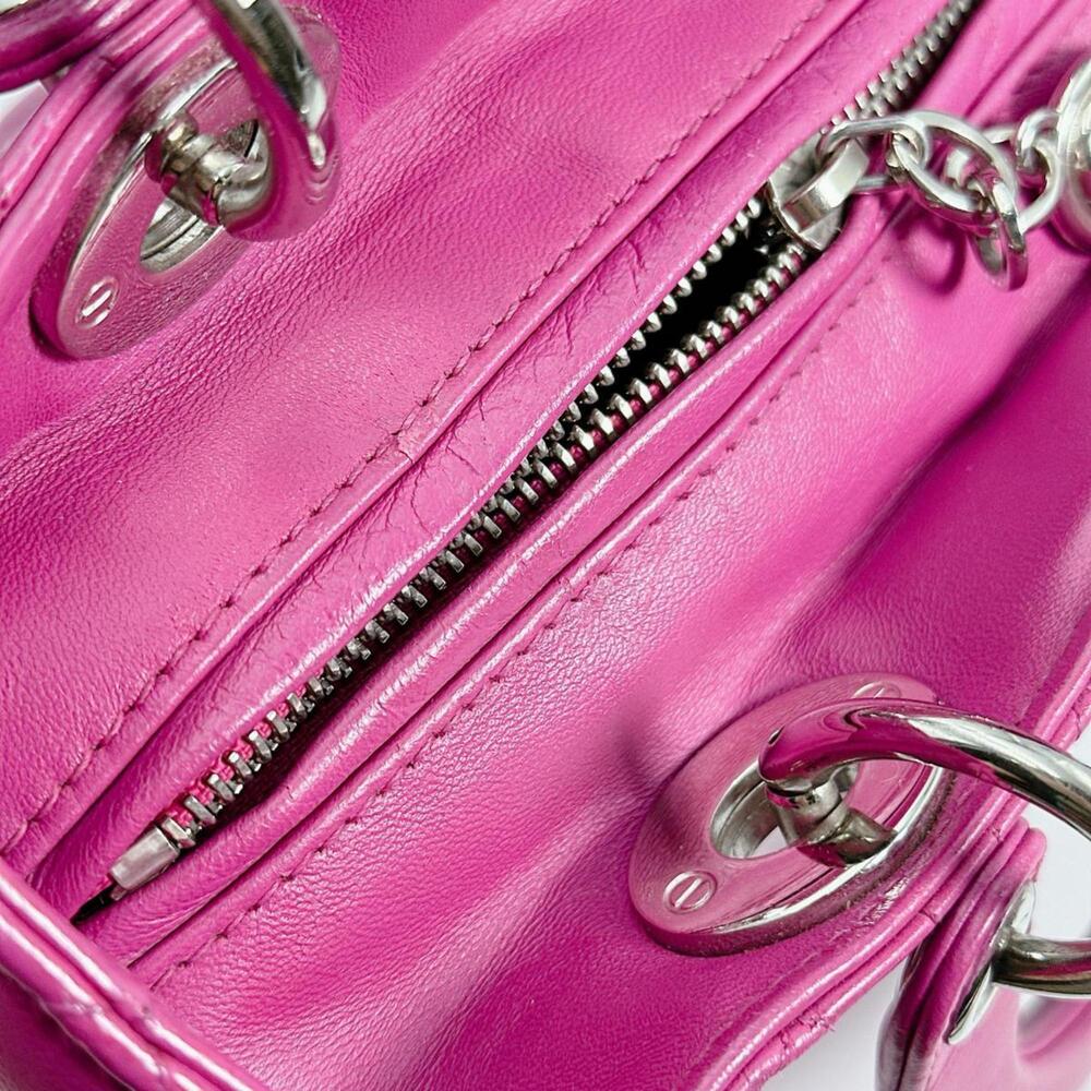 CHRISTIAN DIOR Pink Lambskin Leather Shoulder Bag - Picture 15 of 16